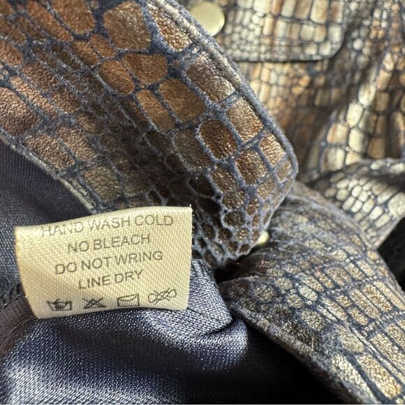 Birch Hill Croc Embossed Faux Leather Jacket Y2K Edgy Retro Glam Size M - Picture 12 of 16